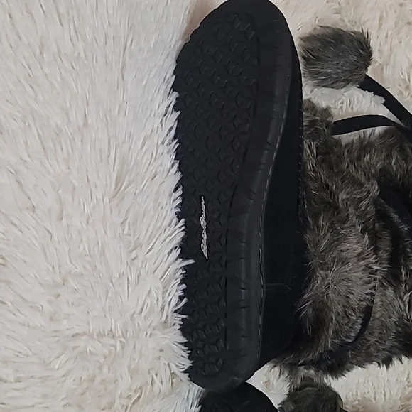 Eddie Bauer, Women's, Faux Fur, Leather, Squatch Boot Black Sz 9.5 Snow Winter - Picture 4 of 11